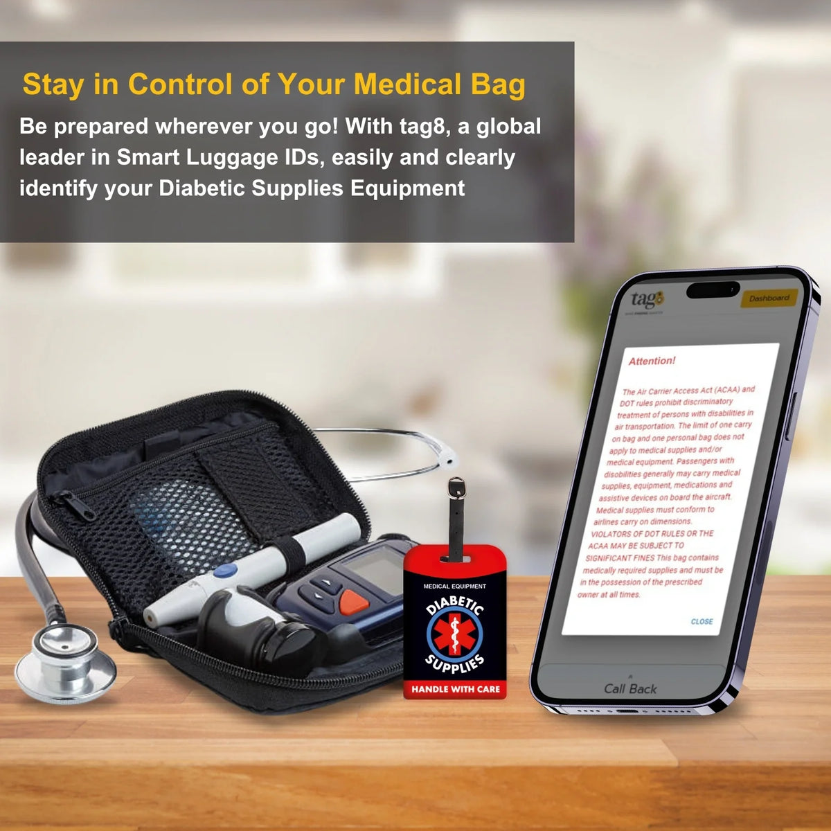 Diabetic Equipment Tag Red Color [Pack 2]